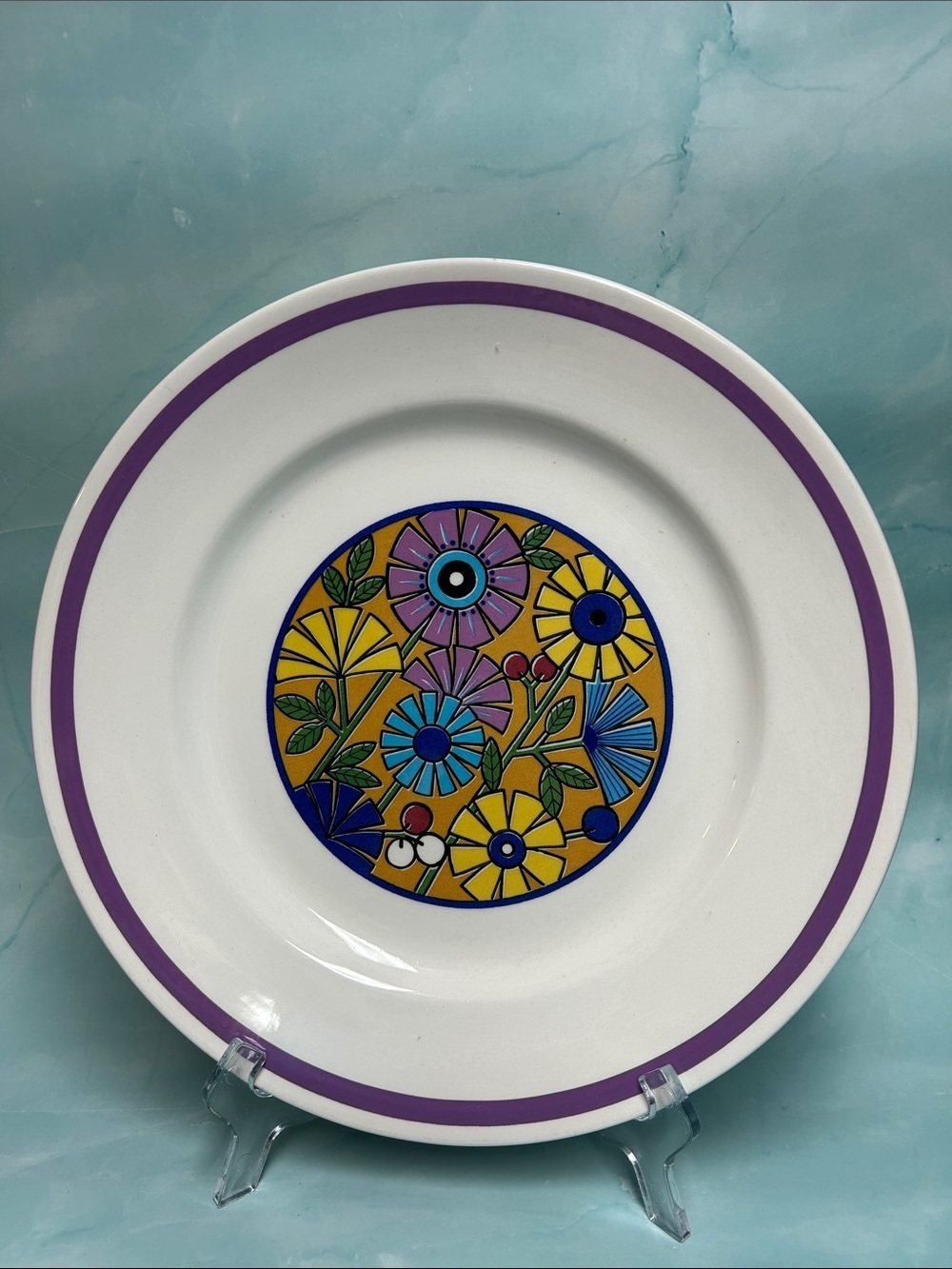 Kingston by Nikko Floral Accent Dinner Plate in White and Purple